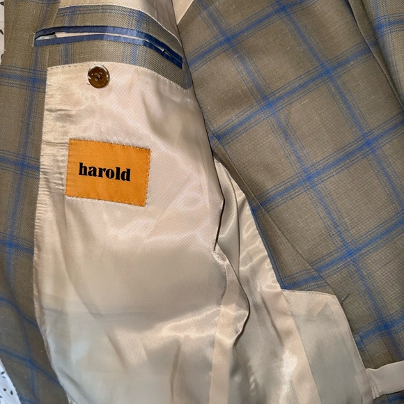 Harold by Harry Rosen Beige & Blue Windowpane Wool-Blend Sport Jacket – 40R - Picture 2 of 3